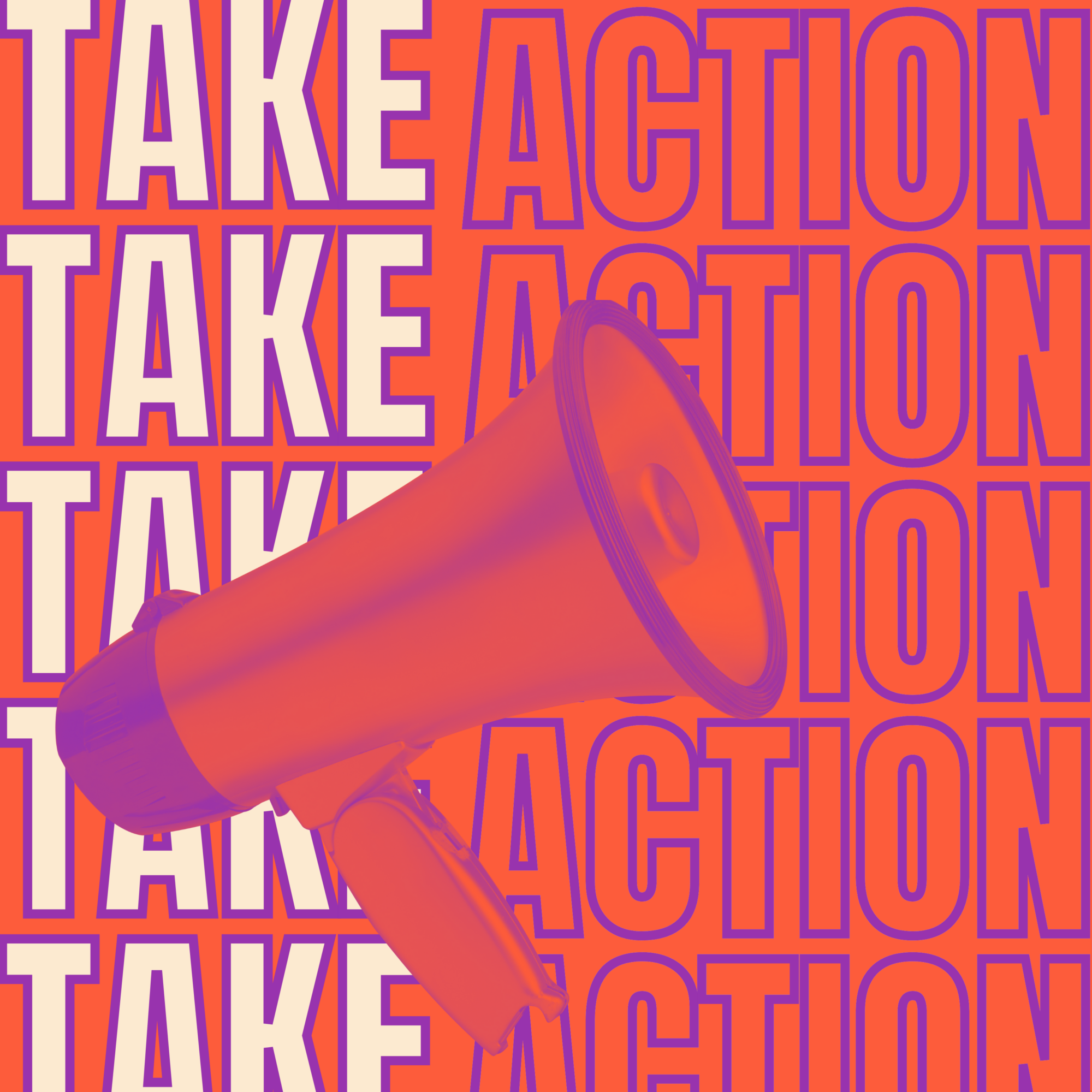 Take action with megaphone graphic