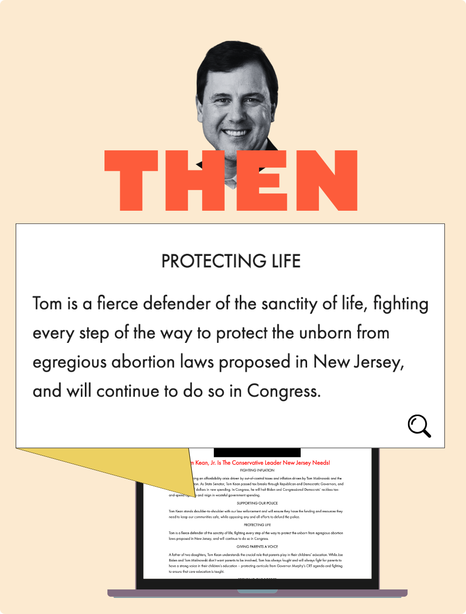 Screenshot of the Issues page on Tom Kean Jr.'s campaign website