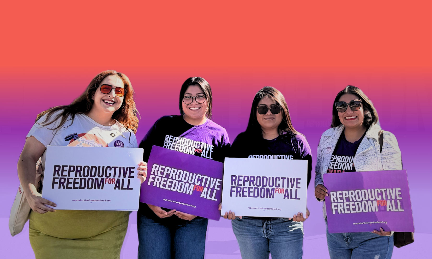 Group of Reproductive Freedom for All organizers holding signs.