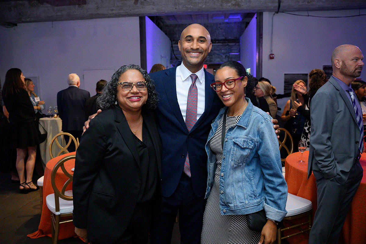 Mini Timmaraju, president and CEO of Reproductive Freedom for All and Rep. Figures and guest