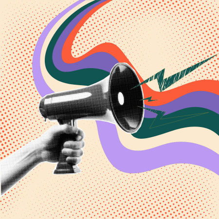 Megaphone with graphic background