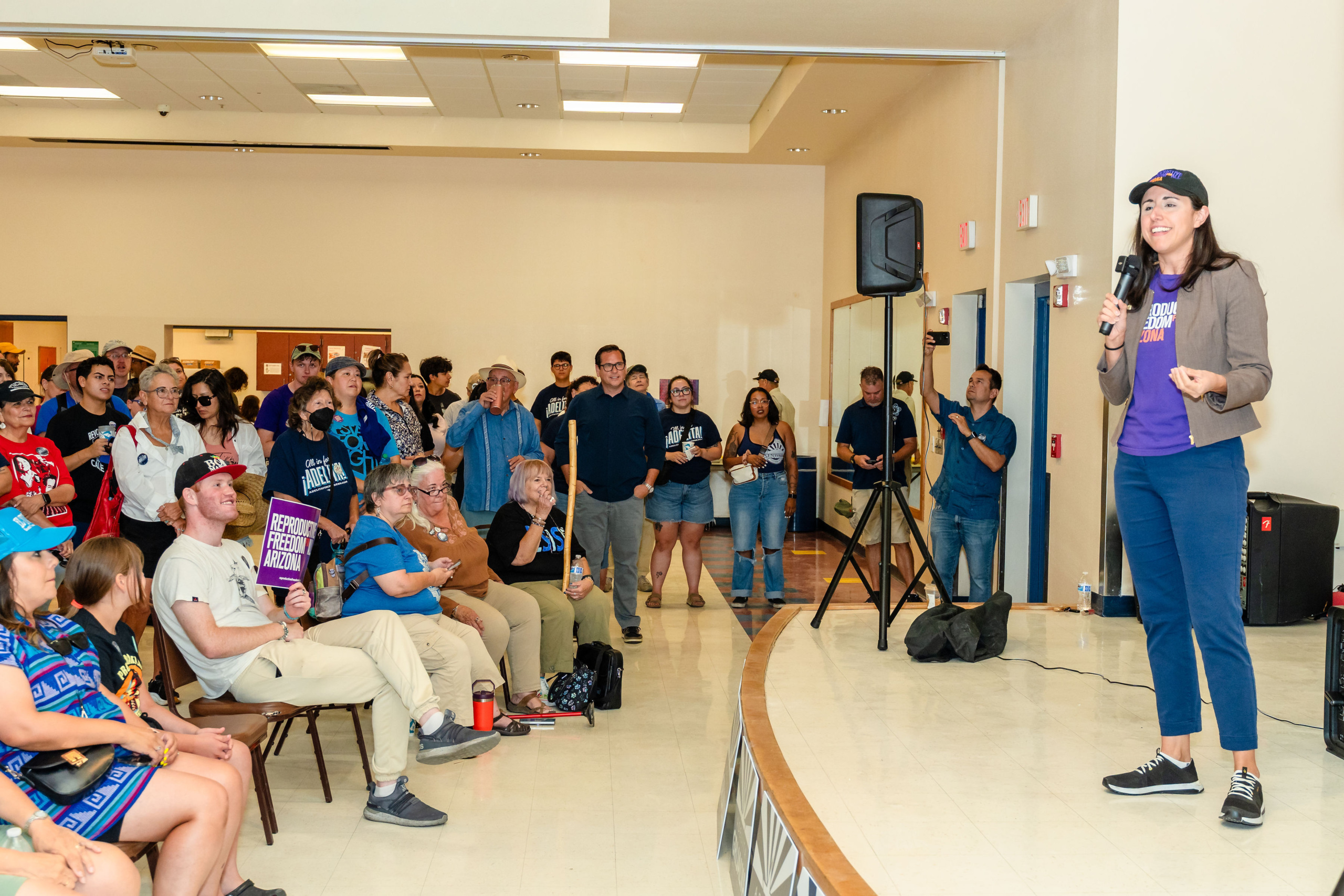 Athena of Reproductive Freedom for All Arizona speaking at a campaign rally for Adelita Grijalva for Congress.