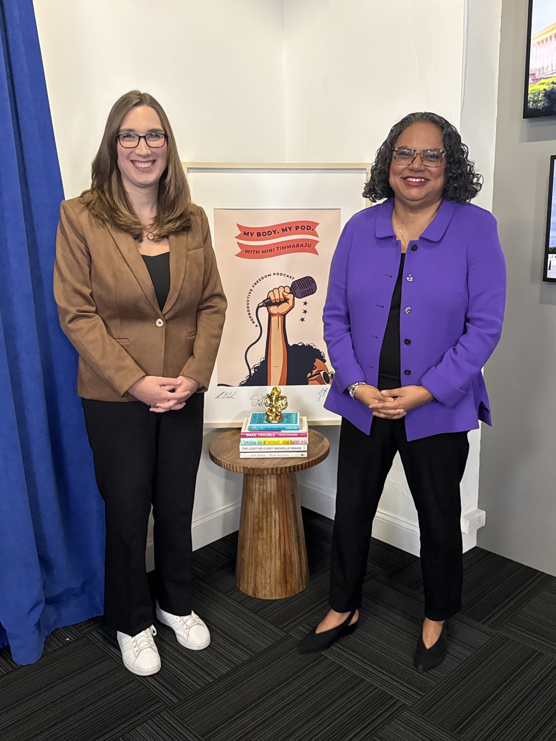 Rep. Sarah McBride with Mini Timmaraju, CEO and President of Reproductive Freedom for All