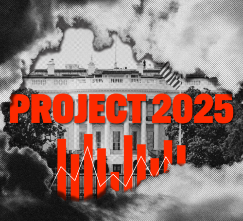 Project 2025 graphic collage.