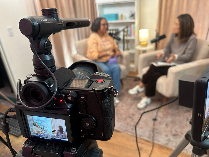 Katie Phang and Mini Timmaraju filming My Body. My Pod.