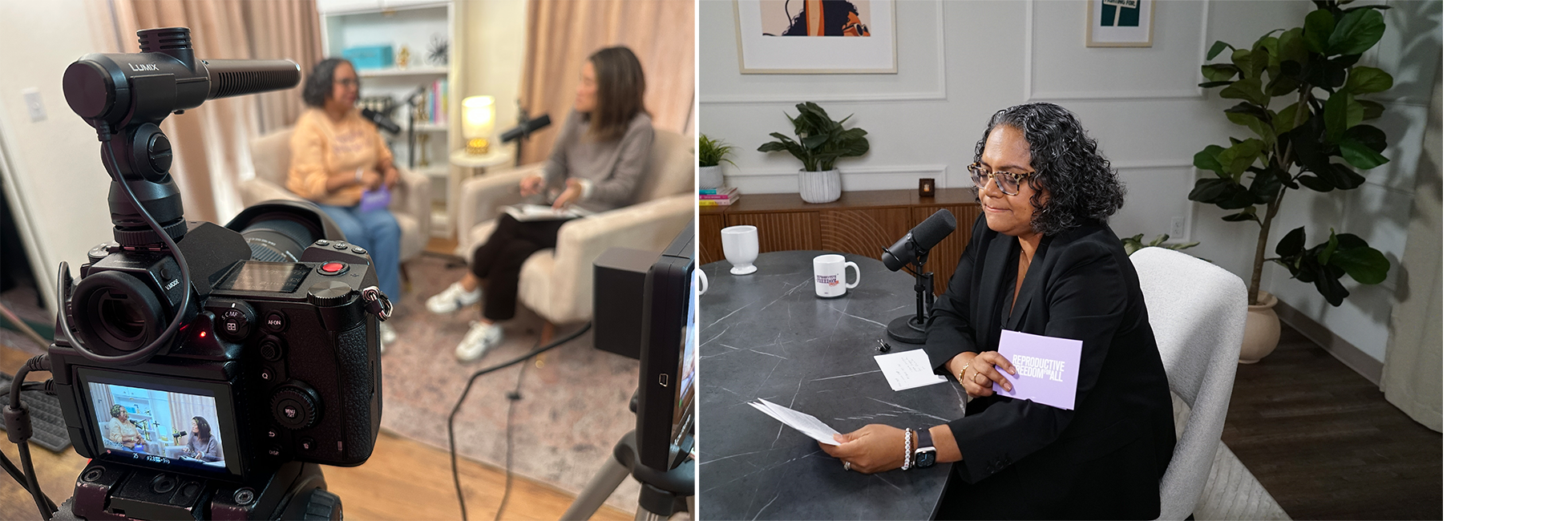 Katie Phang and Mini Timmaraju filming My Body. My Pod.