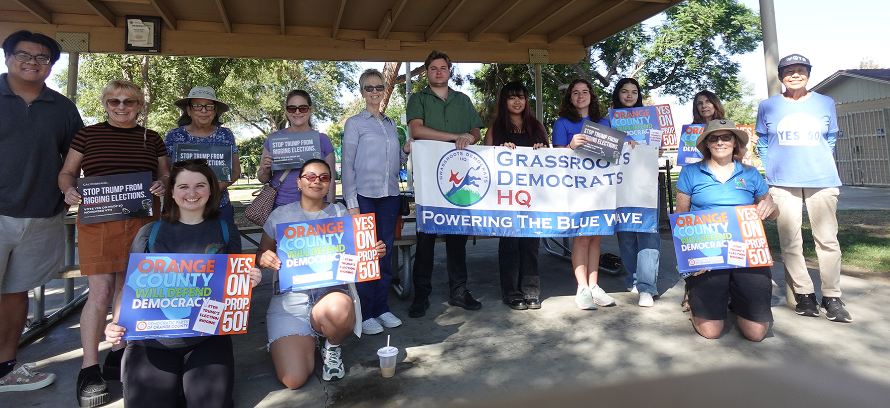 Reproductive Freedom for All California canvass in Orange County to advocate for Prop 50 in 2025 elections.