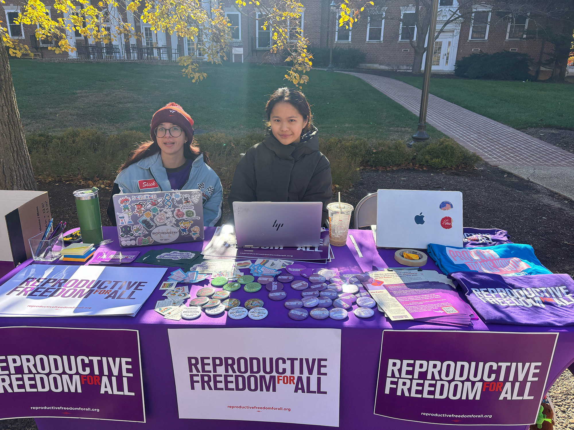 Reproductive Freedom for All members tabling on campus