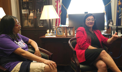 Rep. Rashida Tlaib with Reproductive Freedom for All Michigan members