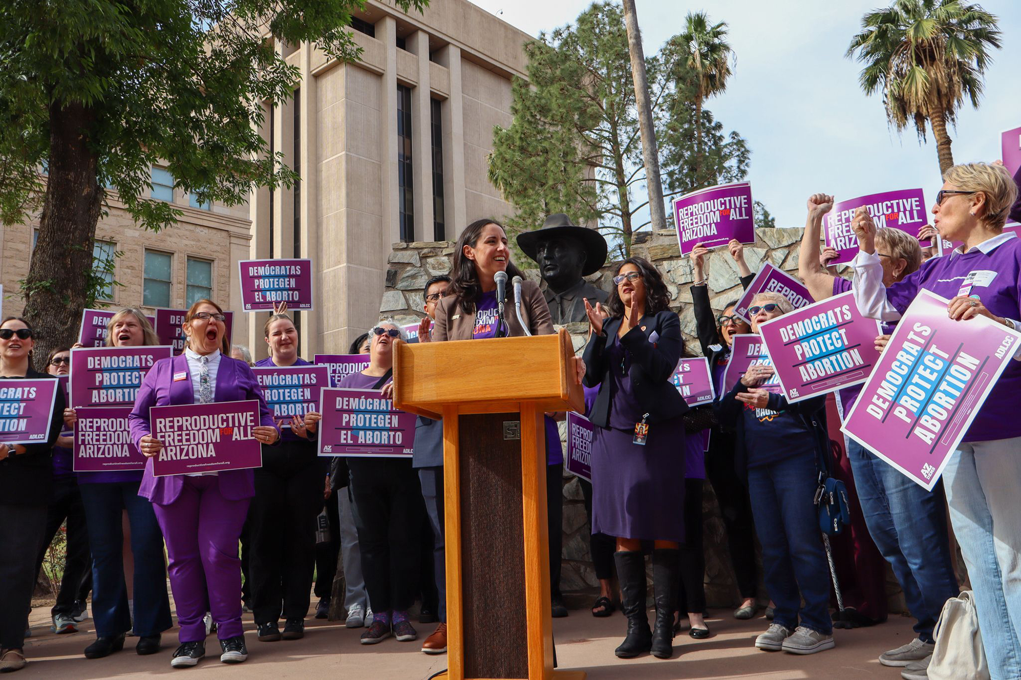 Reproductive Freedom for All Arizona advocating for abortion rights at the state capitol.