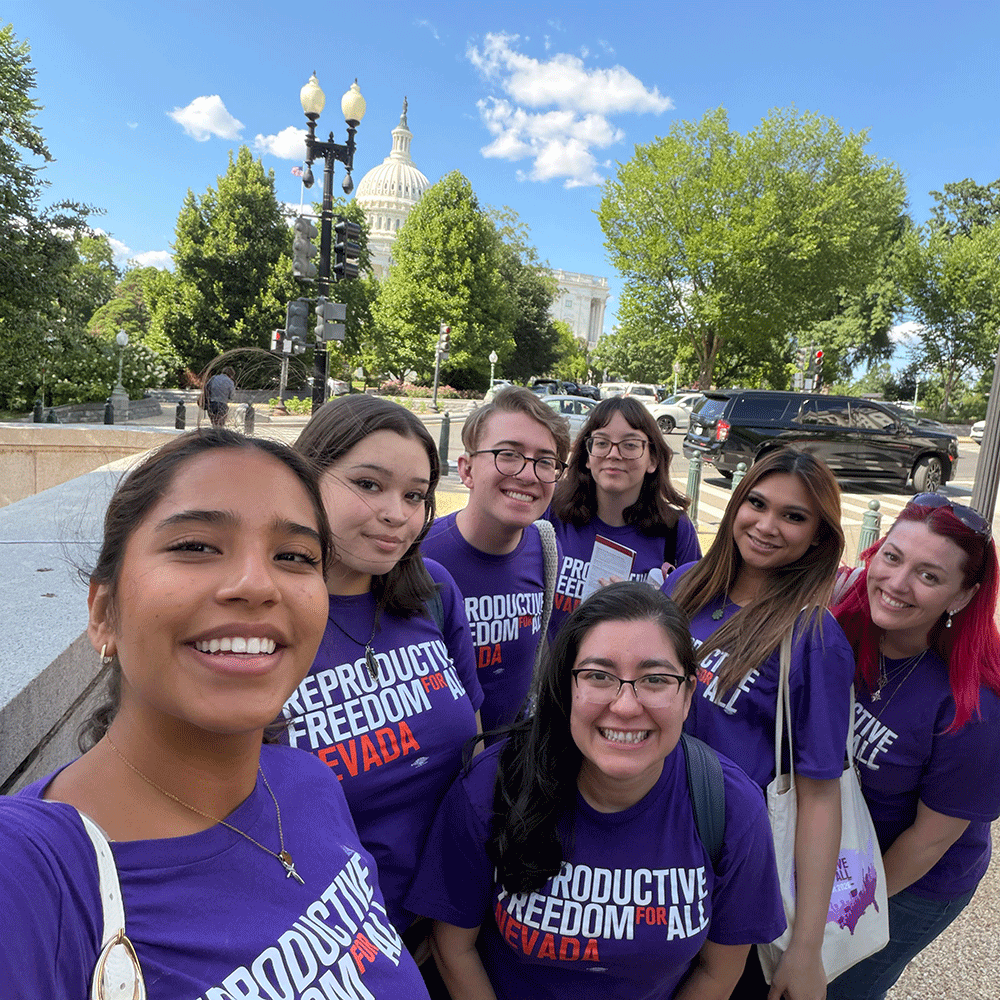Reproductive Freedom for All Nevada team outside the state capitol building.