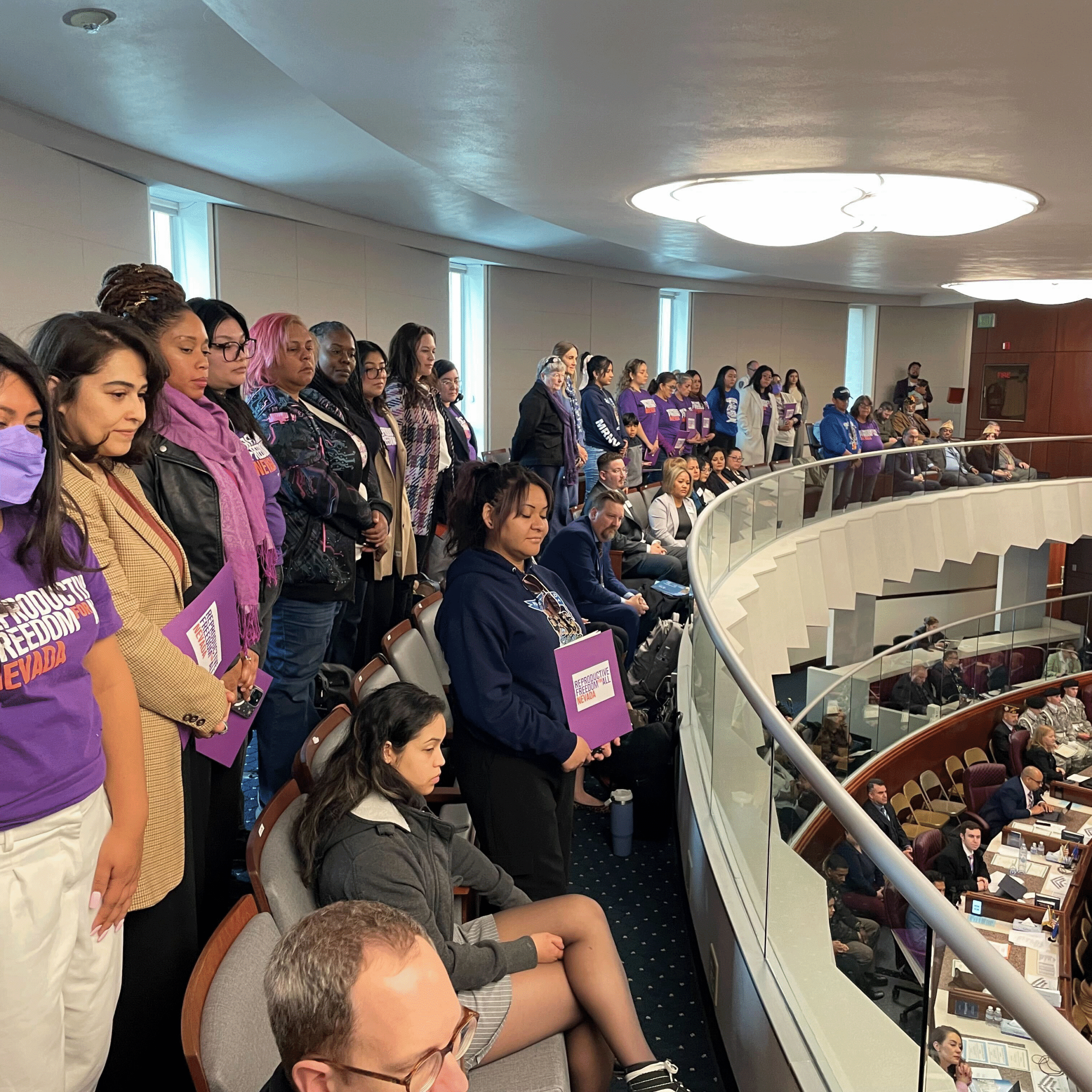 Reproductive Freedom for All Nevada state chapter gathers for Lobby Day at the state capitol building.